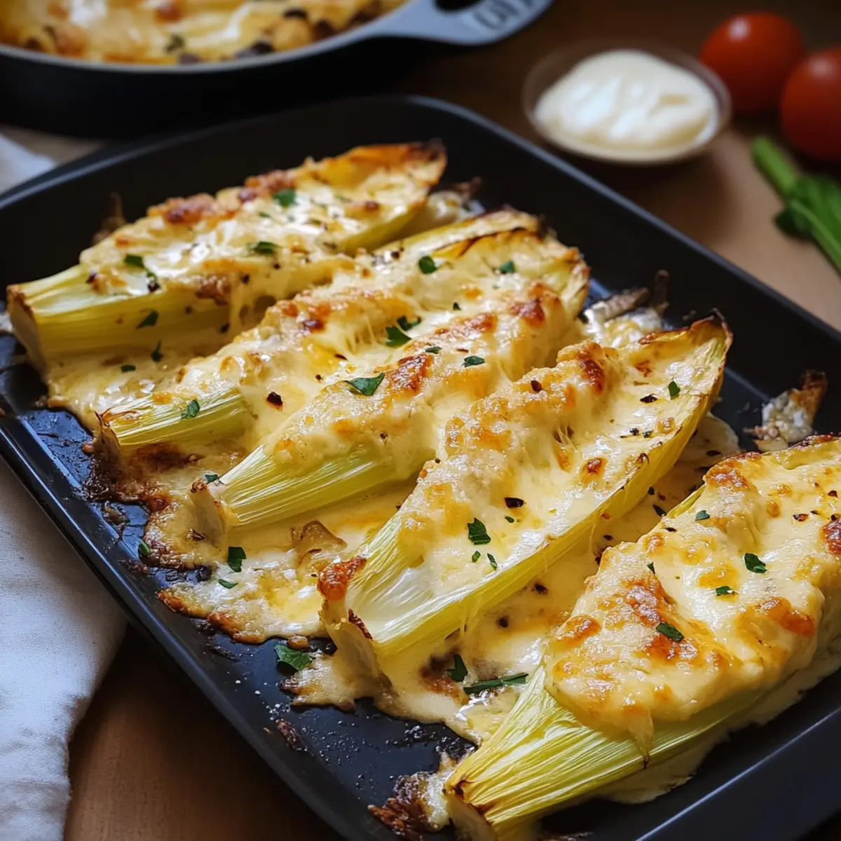 Überbackener Chicorée aus der Heißluftfritteuse